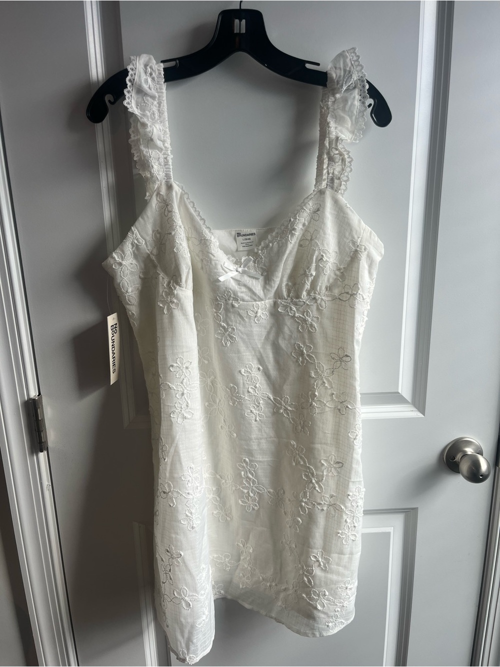 No Boundaries White Eyelet Mini Dress with Ruffled Straps